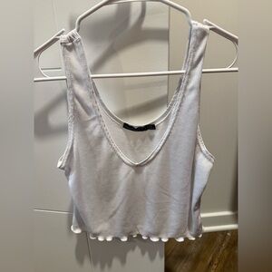 Boohoo White Ribbed Tank Top